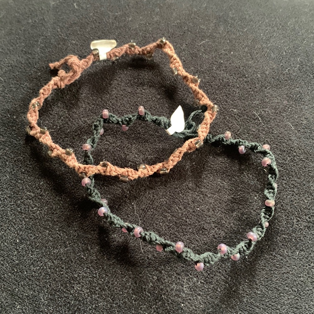2/$10 beaded hemp anklets